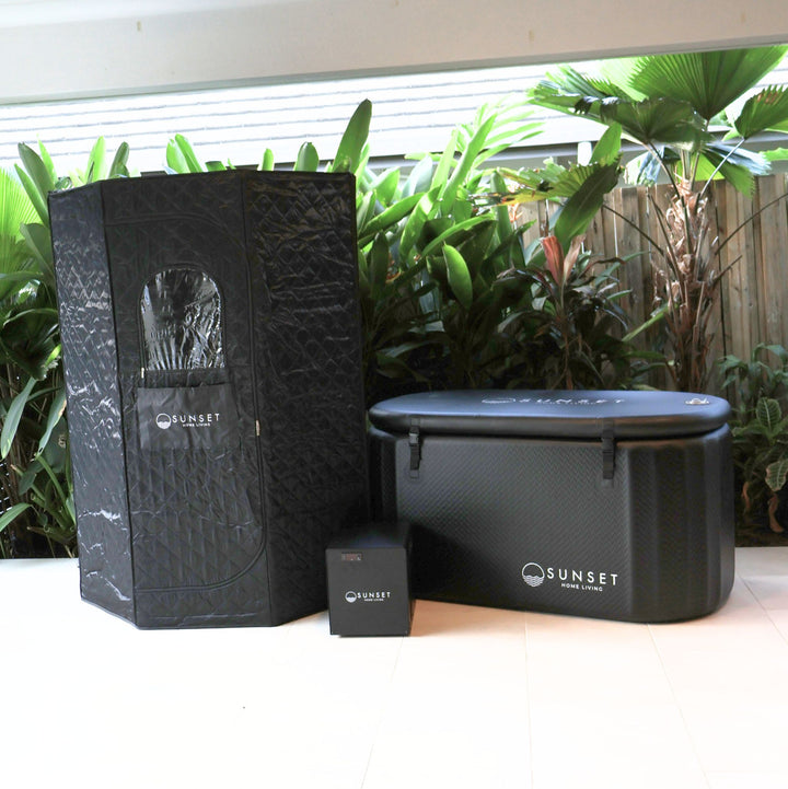Portable Ice Bath Black & Infrared Sauna Set