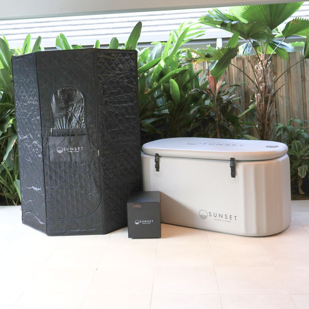 Portable Ice Bath Light Grey & Infrared Sauna Set