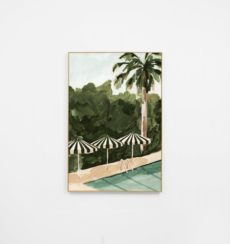 Resort Umbrellas 2 Green Canvas Print