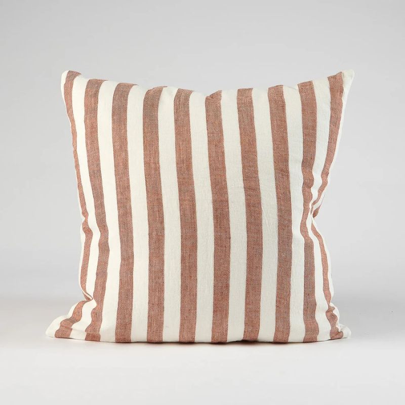 Santi Linen Outdoor Cushion 50x50cm - Nutmeg/White