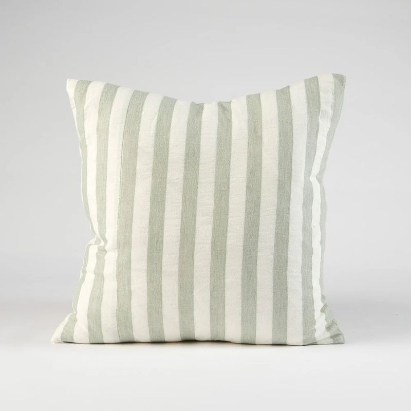 Santi Linen Outdoor Cushion 50x50cm - Pistachio/White