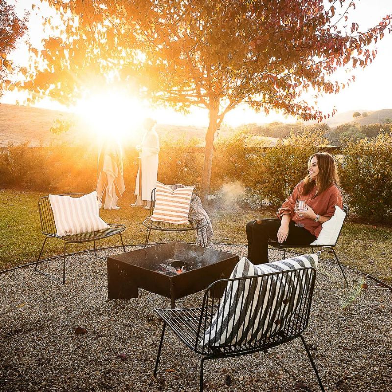 Santi Linen Outdoor Cushion 50x50cm - Natural/White