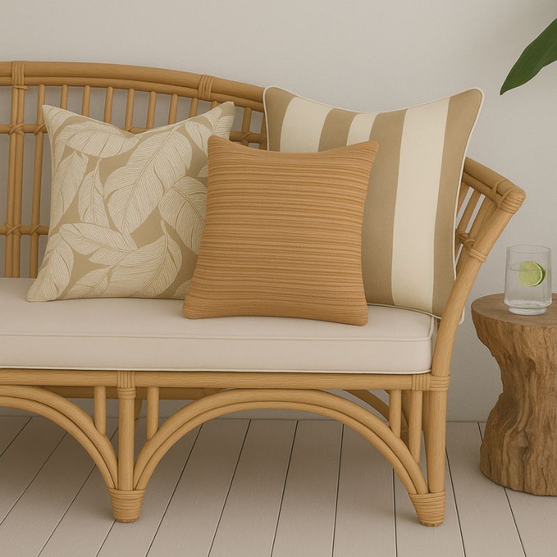 Bold Stripe Taupe Outdoor Cushion 60 x 60 cm