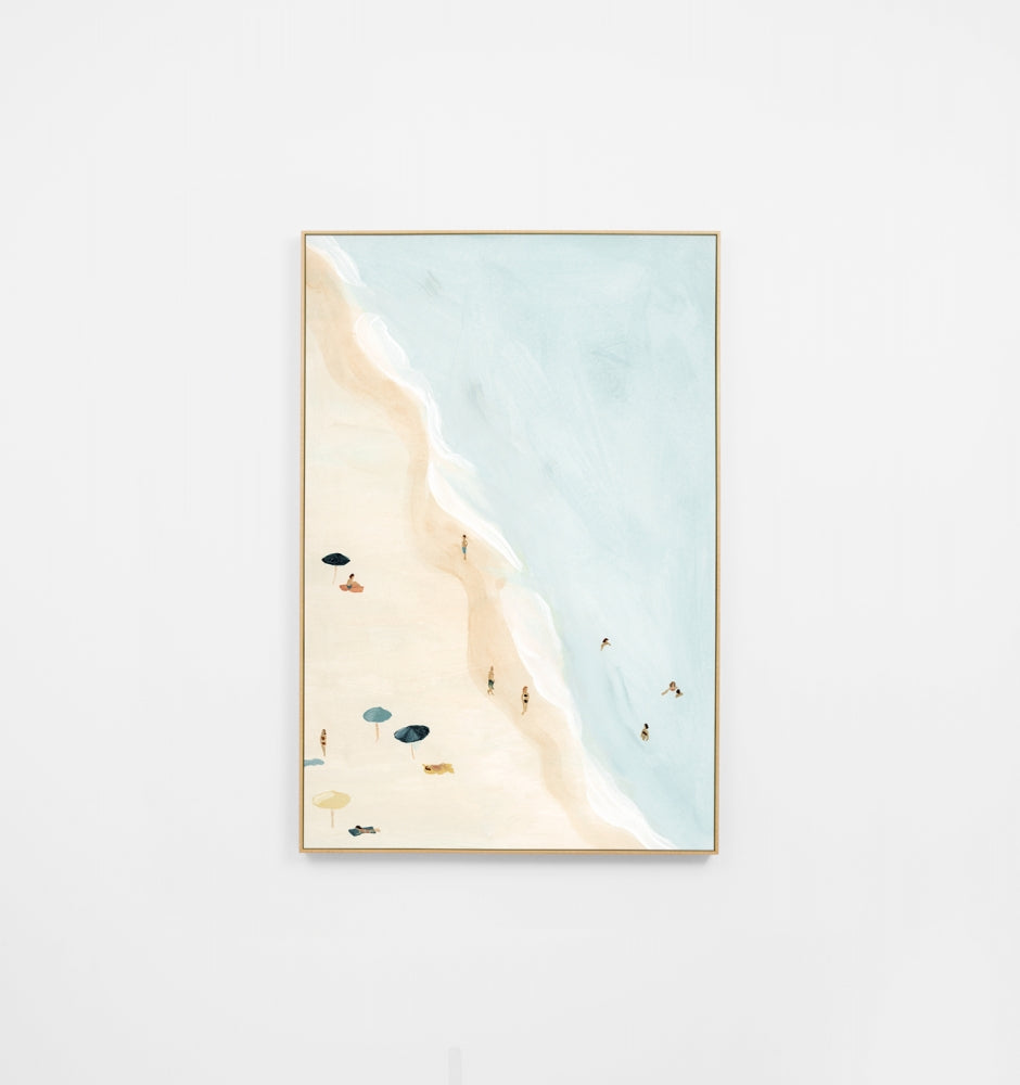 Bondi Beachgoers Blue Canvas Print
