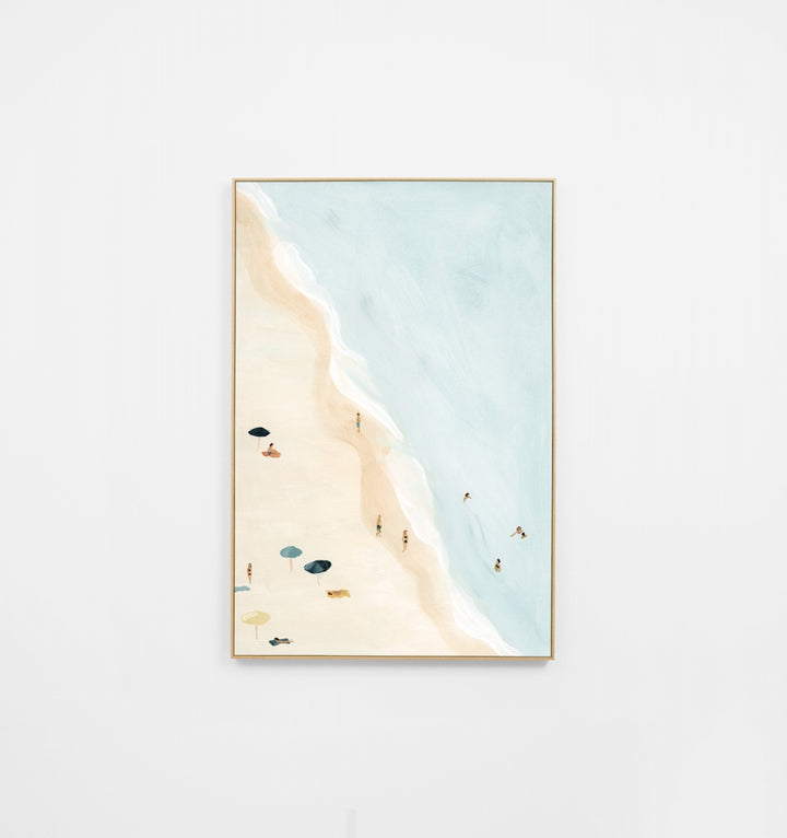 Bondi Beachgoers Blue Canvas Print
