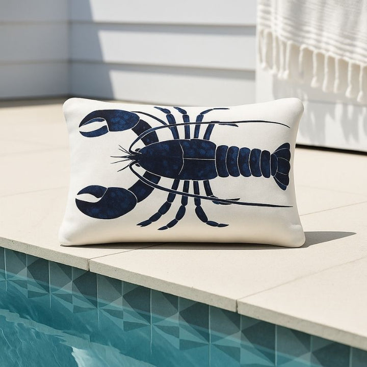 Navy Lobster Outdoor Cushion 60 x 40 cm