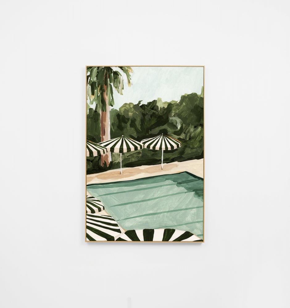 Resort Umbrellas 1 Green Canvas Print