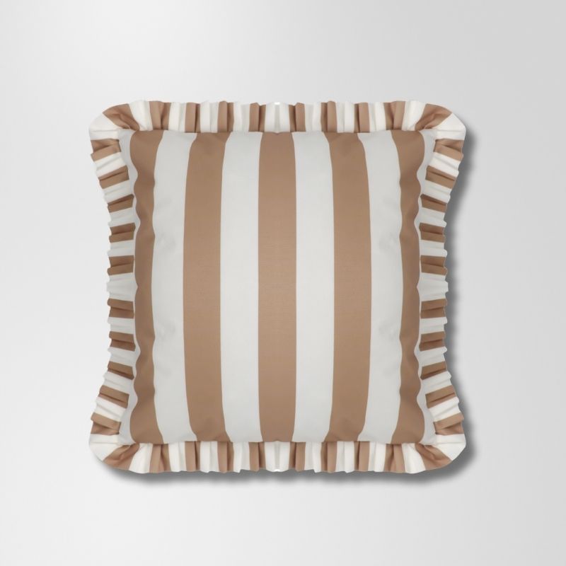 Taupe Stripe Frill Outdoor Cushion 50 x 50 cm