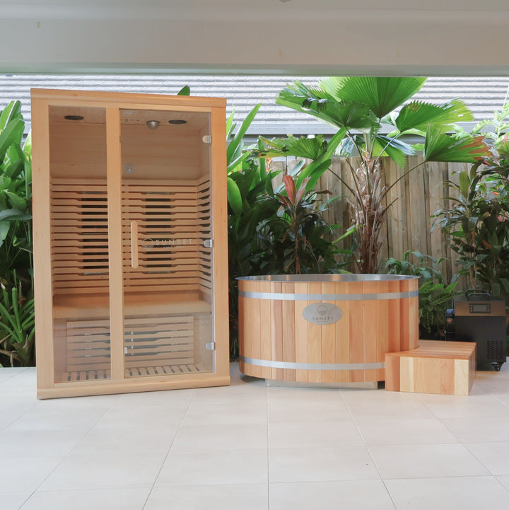 Timber Ice Bath & Infrared Sauna Set