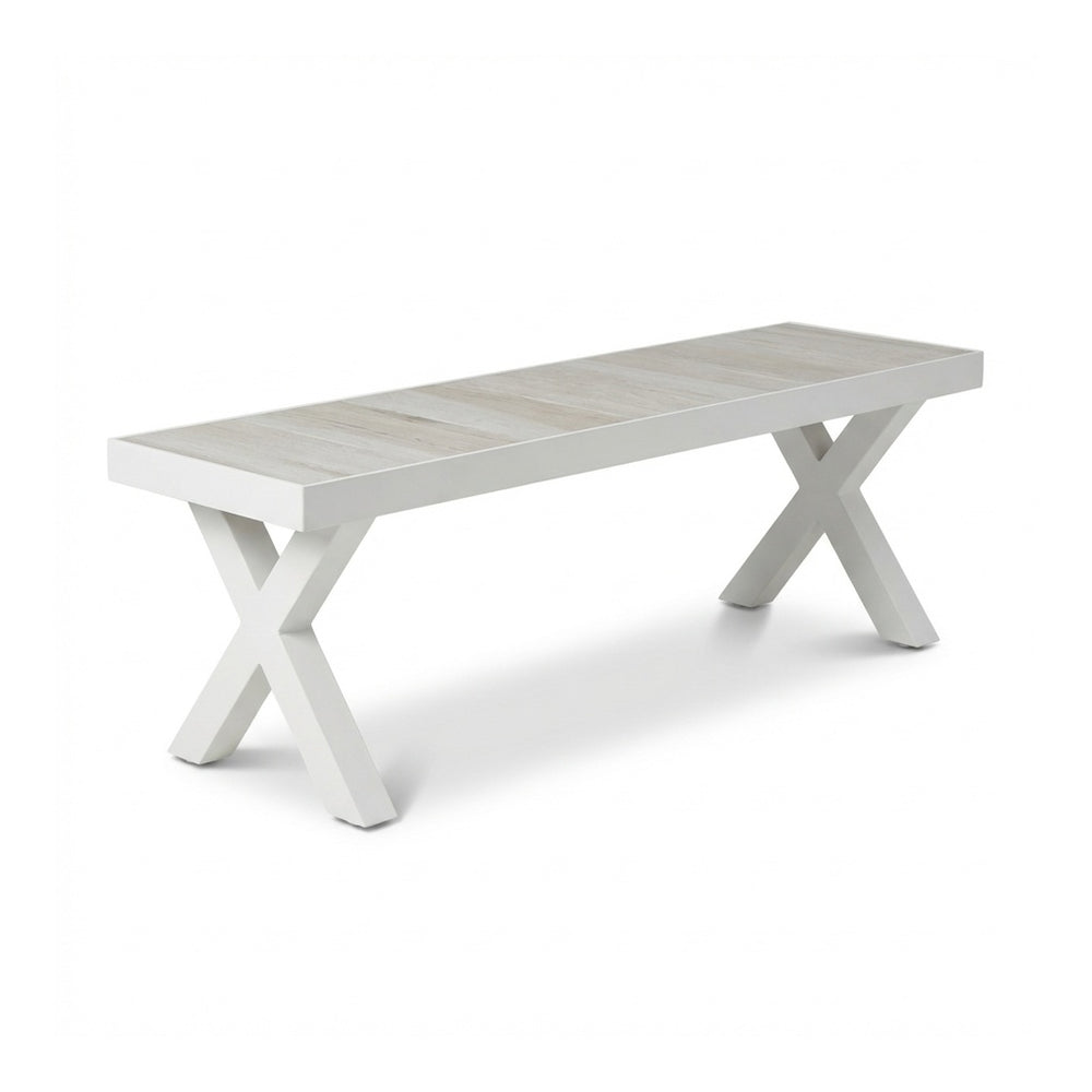 Portland Bench 140cm White — hero angle