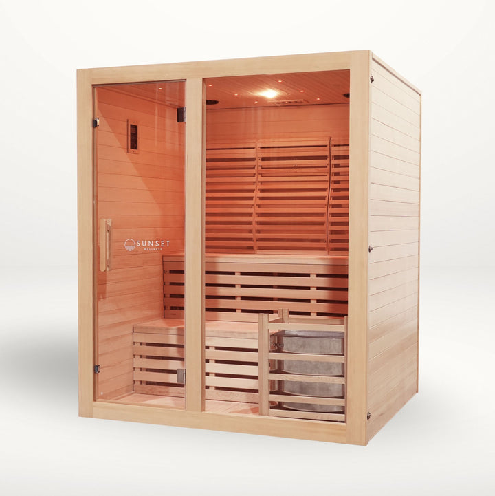 Timber Traditional 4-Person Indoor Sauna with 8kw Harvia Heater
