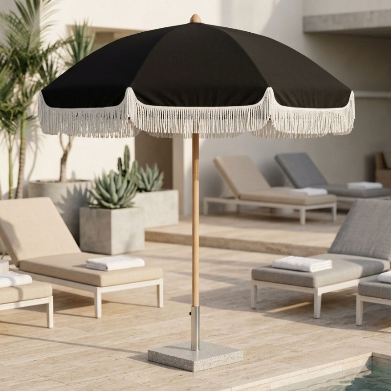 Amalfi Umbrella 3m - Black - Black | Sunset Home Living