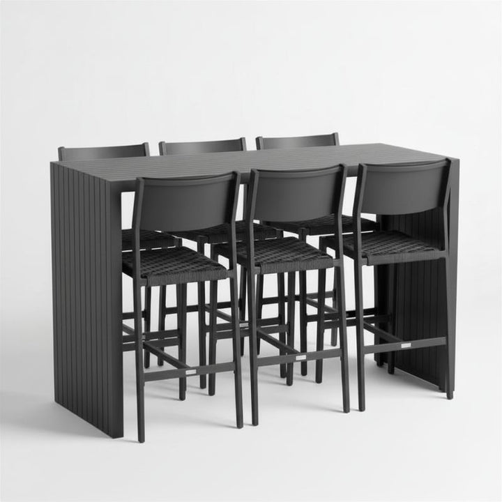 Avoca Bar Table + 6 Midori Bar Chairs - Charcoal - Charcoal | Sunset Home Living