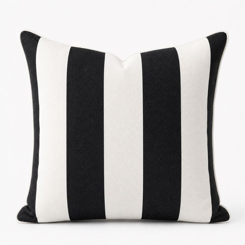 Bold Stripe Black Outdoor Cushion 55 x 55 cm