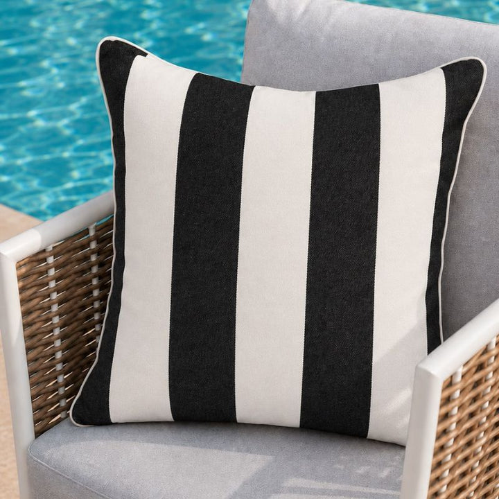 Bold Stripe Black Outdoor Cushion 55 x 55 cm