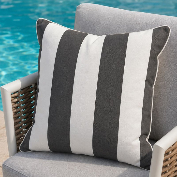 Bold Stripe Grey Outdoor Cushion 55 x 55 cm