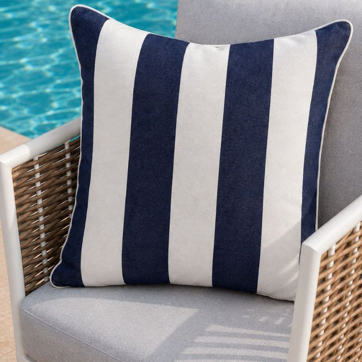 Bold Stripe Navy Outdoor Cushion 55 x 55 cm