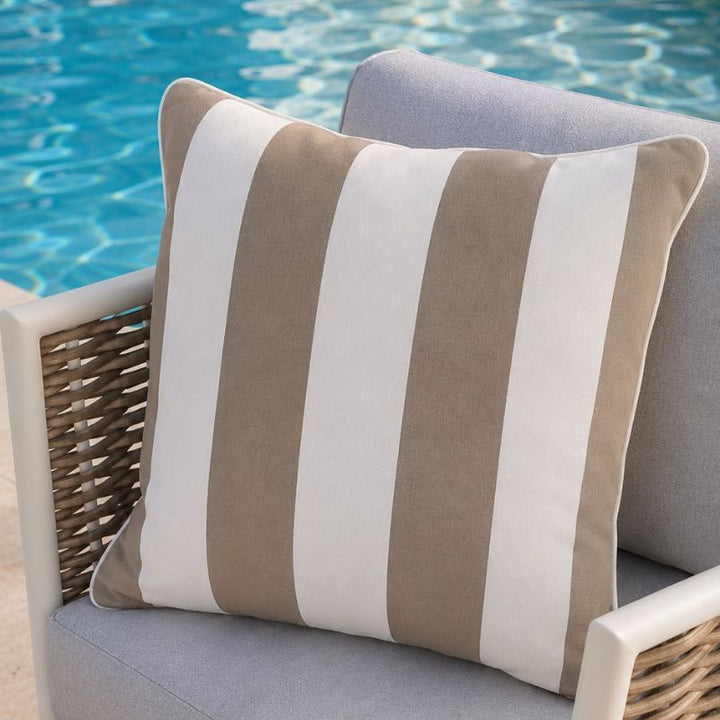 Bold Stripe Taupe Outdoor Cushion 55 x 55 cm