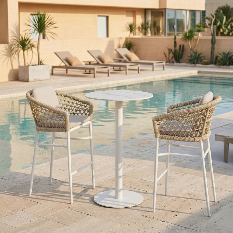 Byron Round Bar Table 70cm - White | Sunset Home Living