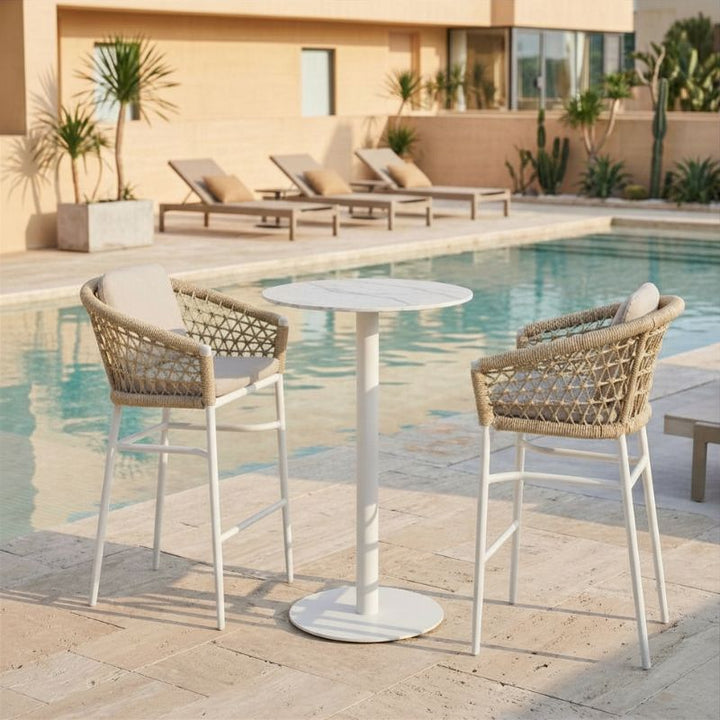 Byron Round Bar Table 70cm - White | Sunset Home Living