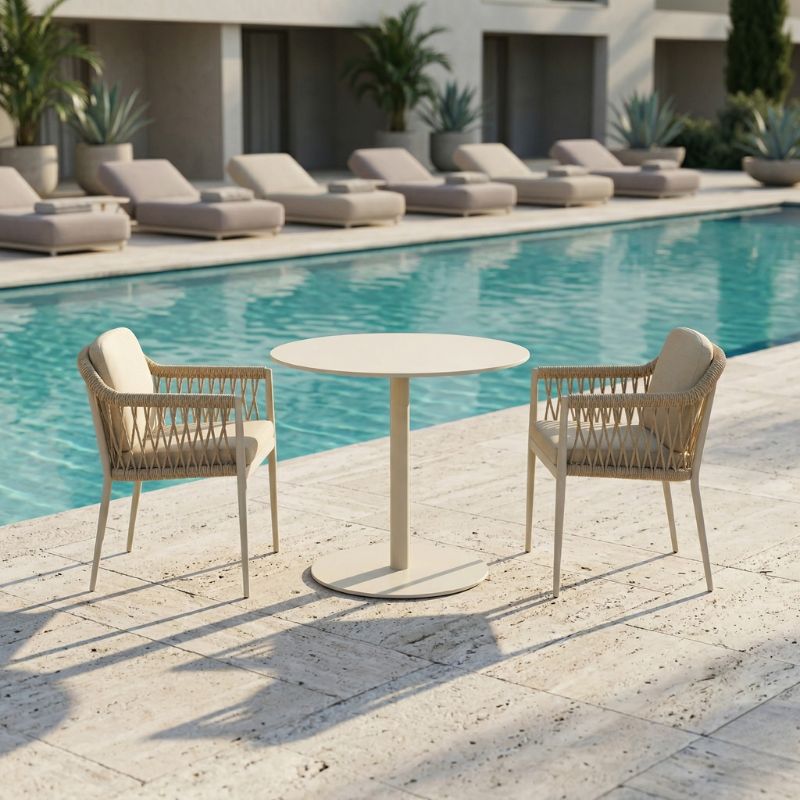 Byron Round Dining Table 100cm - Ivory | Sunset Home Living