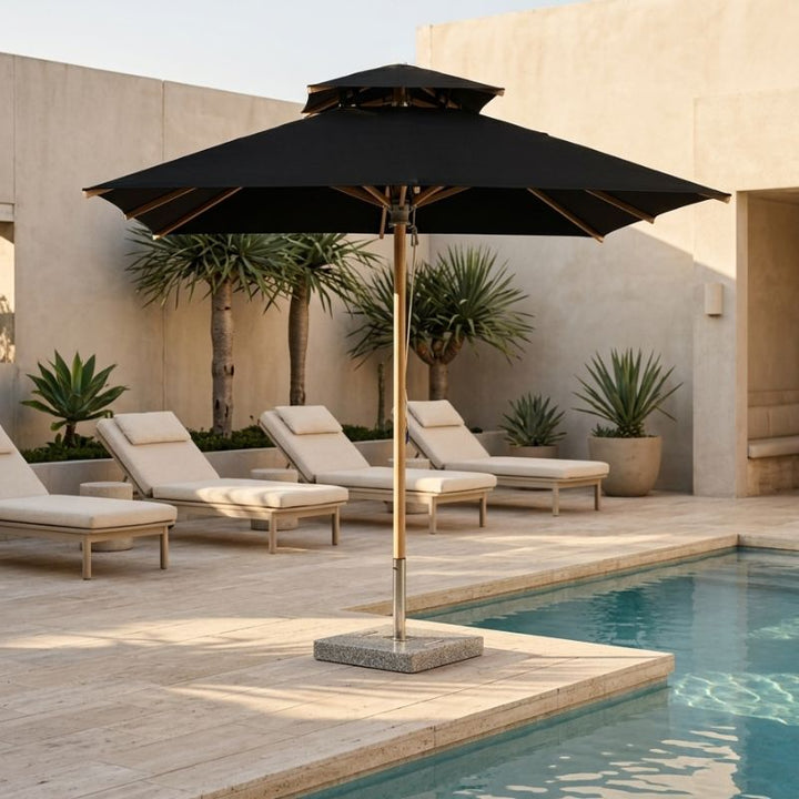 Cafe Umbrella 220 cm - Black - Black | Sunset Home Living