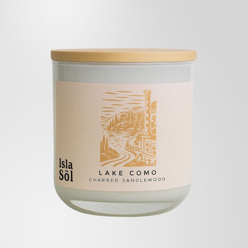 Lake Como - Isla De Sol Candle - Charred Sandlewood 300g - Sand | Sunset Home Living