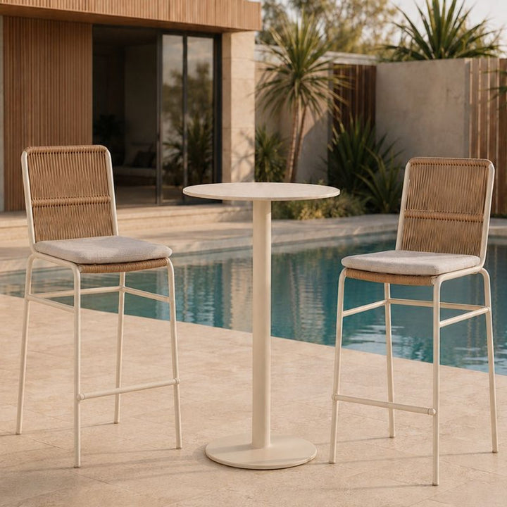 Lennox 2 x Bar Chairs + Byron Round Bar Table
