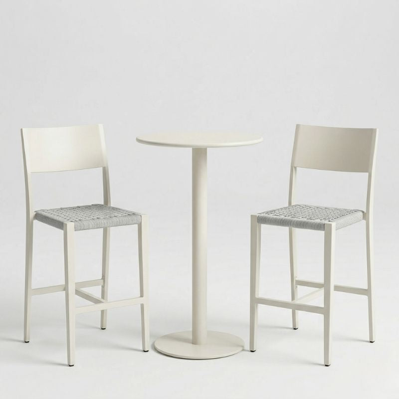 Midori Bar Table + 2 Midori Bar Chairs - Ivory | Sunset Home Living
