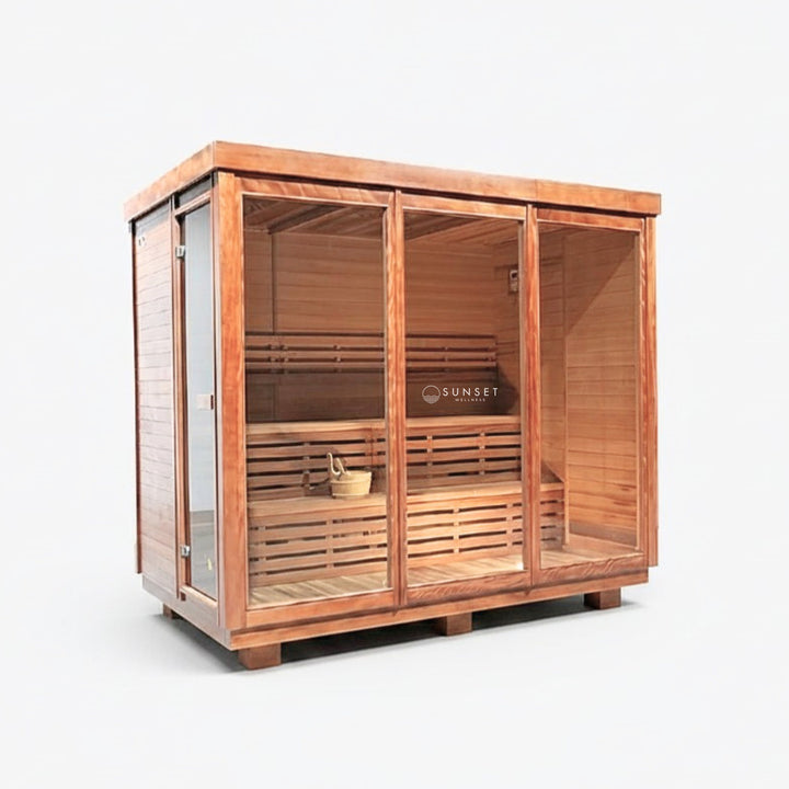 Outdoor Traditional Side Door Sauna 4-Person - Red Cedar