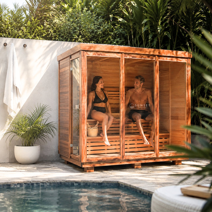 Outdoor Traditional Side Door Sauna 4-Person - Red Cedar