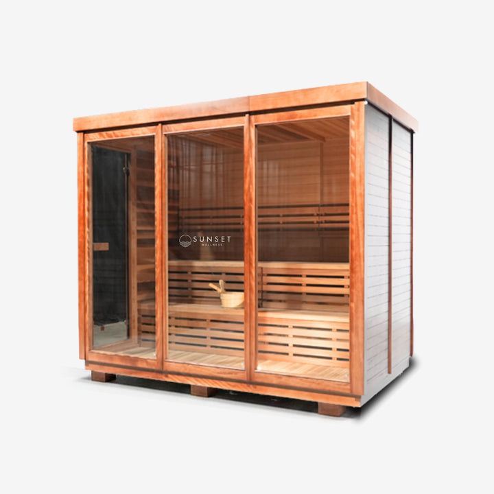 Outdoor Traditional Side Door Sauna 4-Person - Red Cedar