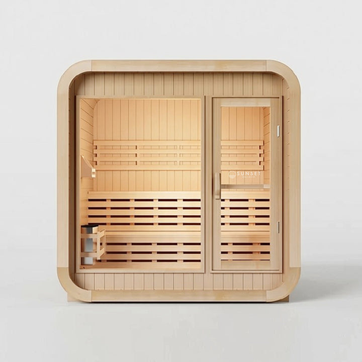 Outdoor Traditional Square Sauna 4-Person - Canadian Hemlock