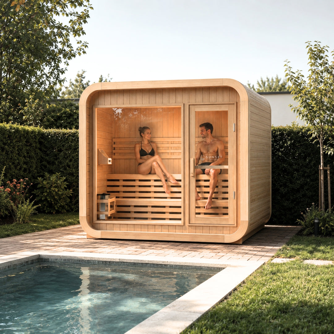 Outdoor Traditional Square Sauna 4-Person - Canadian Hemlock
