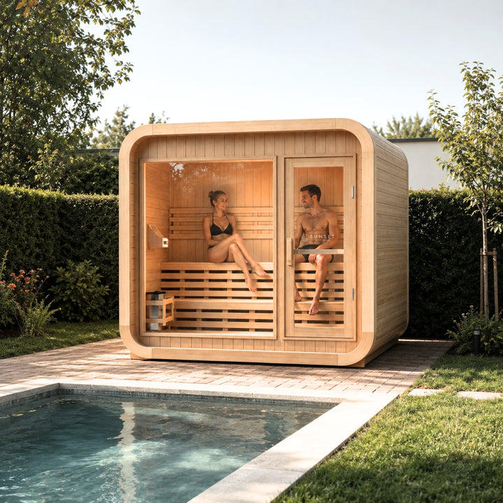 Outdoor Traditional Square Sauna 4-Person - Canadian Hemlock