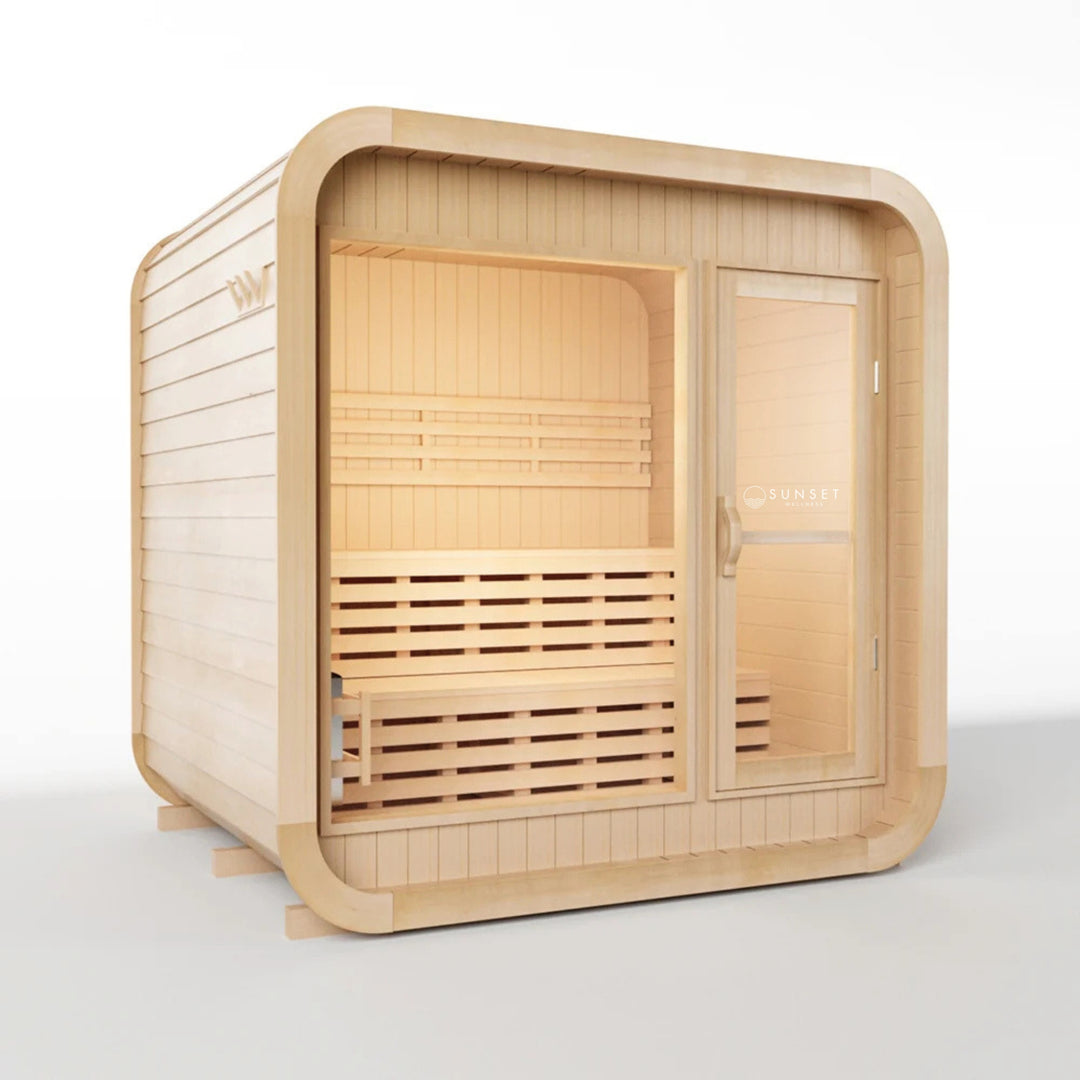 Outdoor Traditional Square Sauna 4-Person - Canadian Hemlock