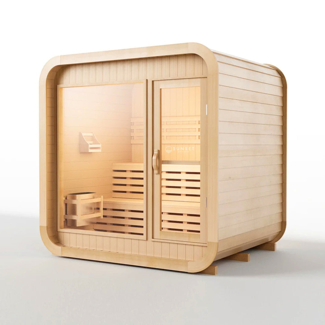 Outdoor Traditional Square Sauna 4-Person - Canadian Hemlock