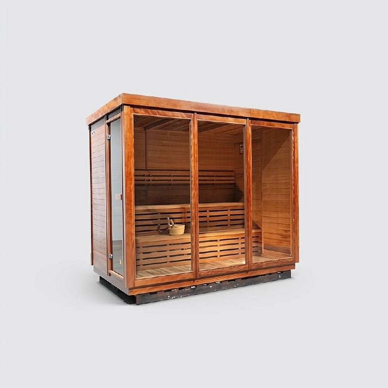 Outdoor Traditional Side Door Red Cedar Sauna - 4 Person