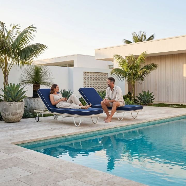 Palm Springs Sun Lounger - Navy | Sunset Home Living