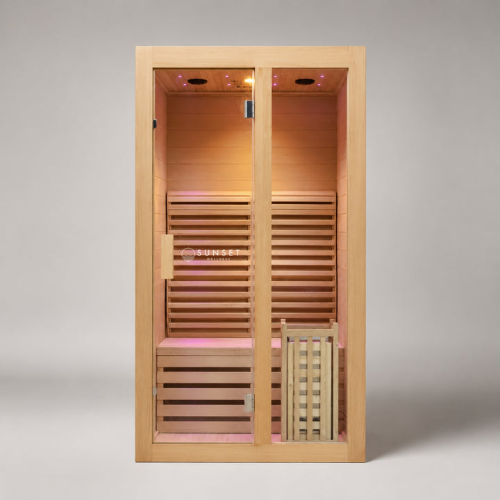 Traditional 1-Person Indoor Sauna with 3.5kw Harvia Heater - Canadian Hemlock