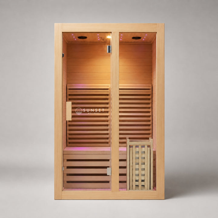 Traditional 2-Person Indoor Sauna with 4.5kw Harvia Heater - Canadian Hemlock