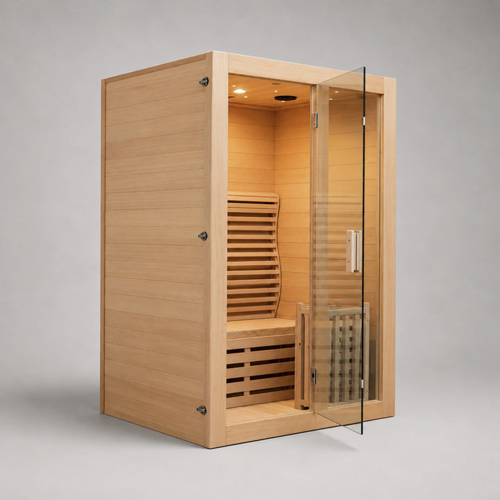Traditional 2-Person Indoor Sauna with 4.5kw Harvia Heater - Canadian Hemlock