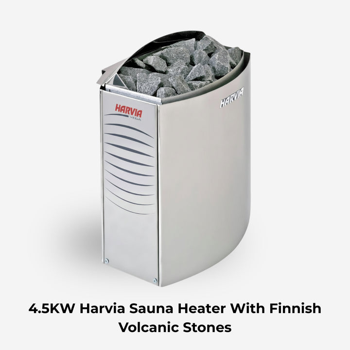 Traditional 2-Person Indoor Sauna with 4.5kw Harvia Heater - Canadian Hemlock