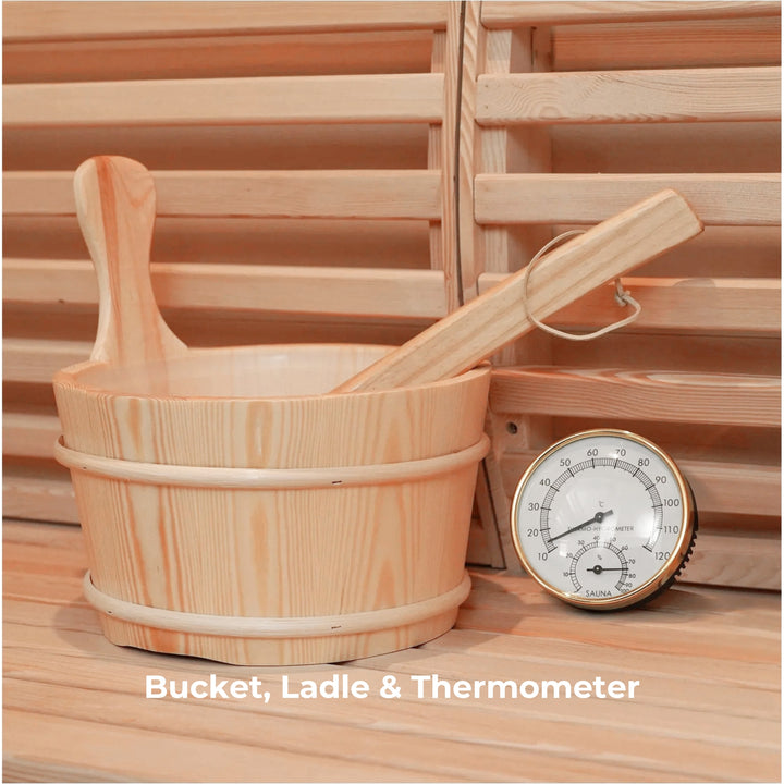 Traditional 2-Person Indoor Sauna with 4.5kw Harvia Heater - Canadian Hemlock