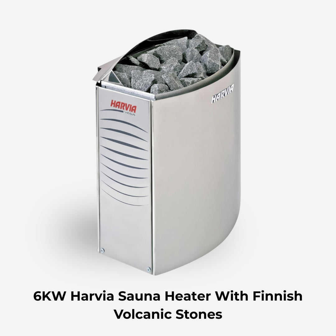 Traditional 3-Person Indoor Sauna with 6kw Harvia Heater - Canadian Hemlock