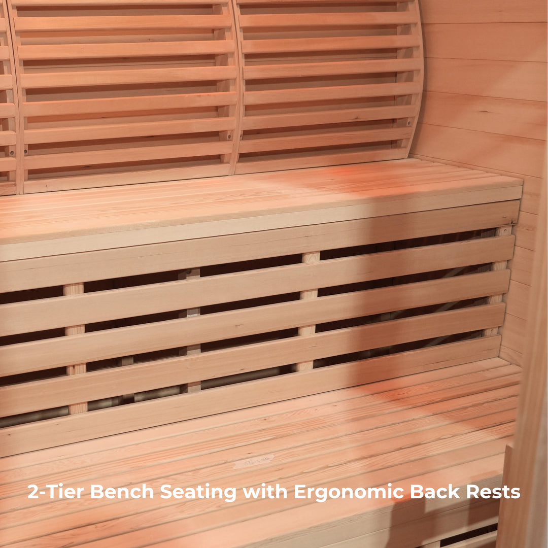 Traditional 4-Person Indoor Sauna with 8kw Harvia Heater - Canadian Hemlock