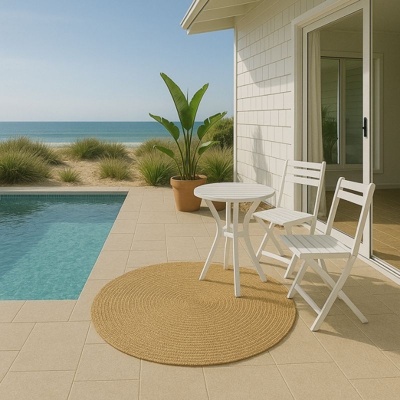 Round Rug Indoor / Outdoor Rug Black 150 x 150 cm