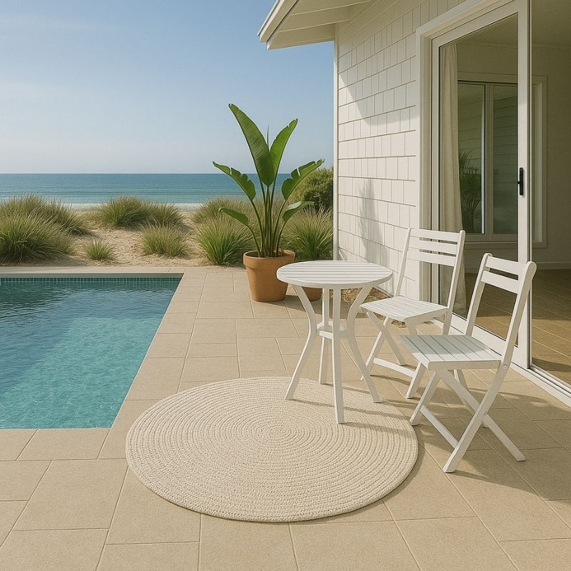 Round Rug Indoor / Outdoor Rug Black 150 x 150 cm