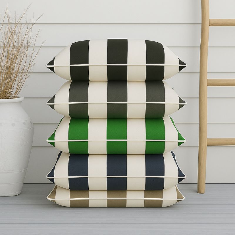 Bold Stripe Grey Outdoor Cushion 60 x 60 cm